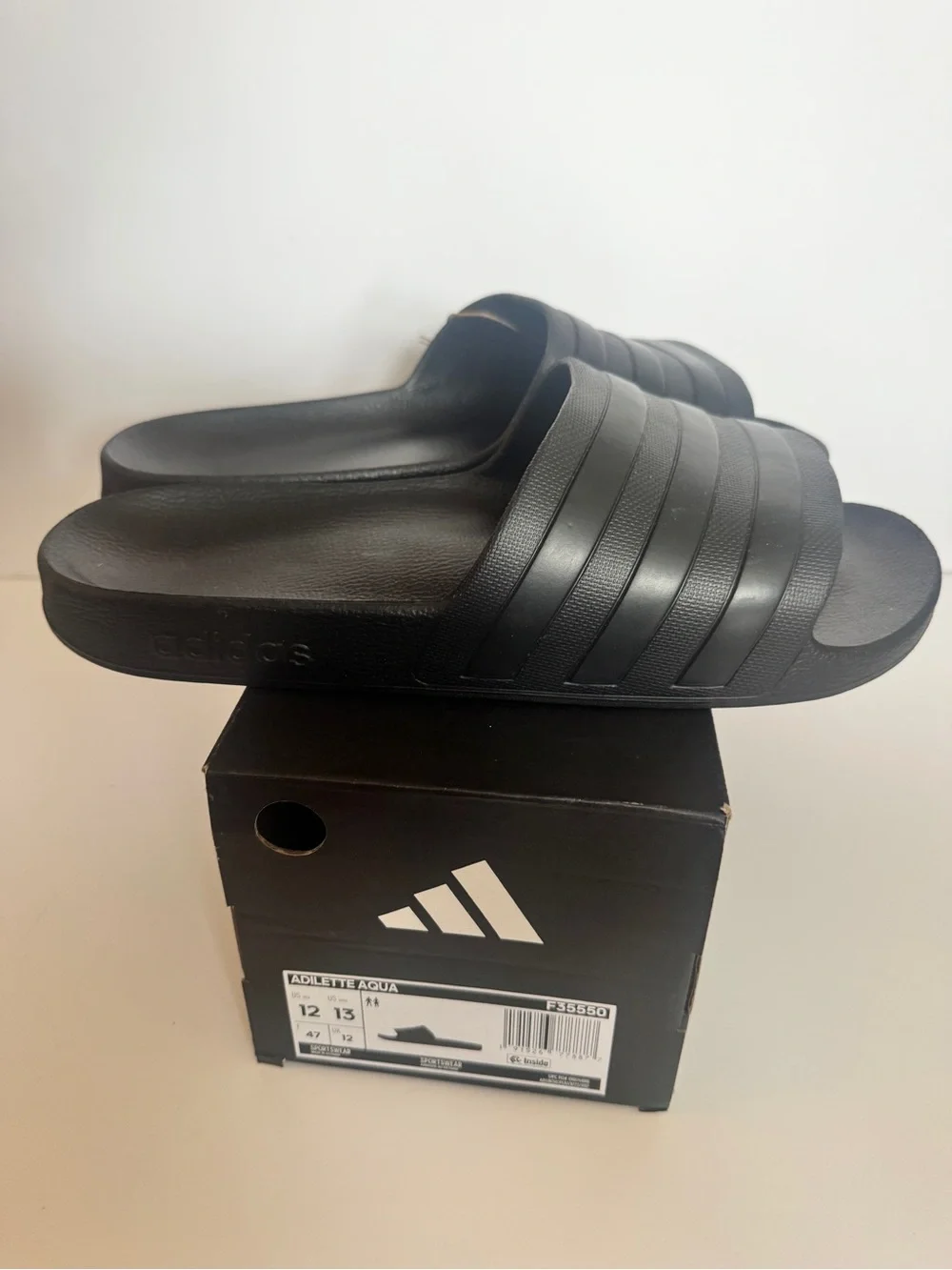 NEW adidas Black Adilette Aqua Slide Sandals